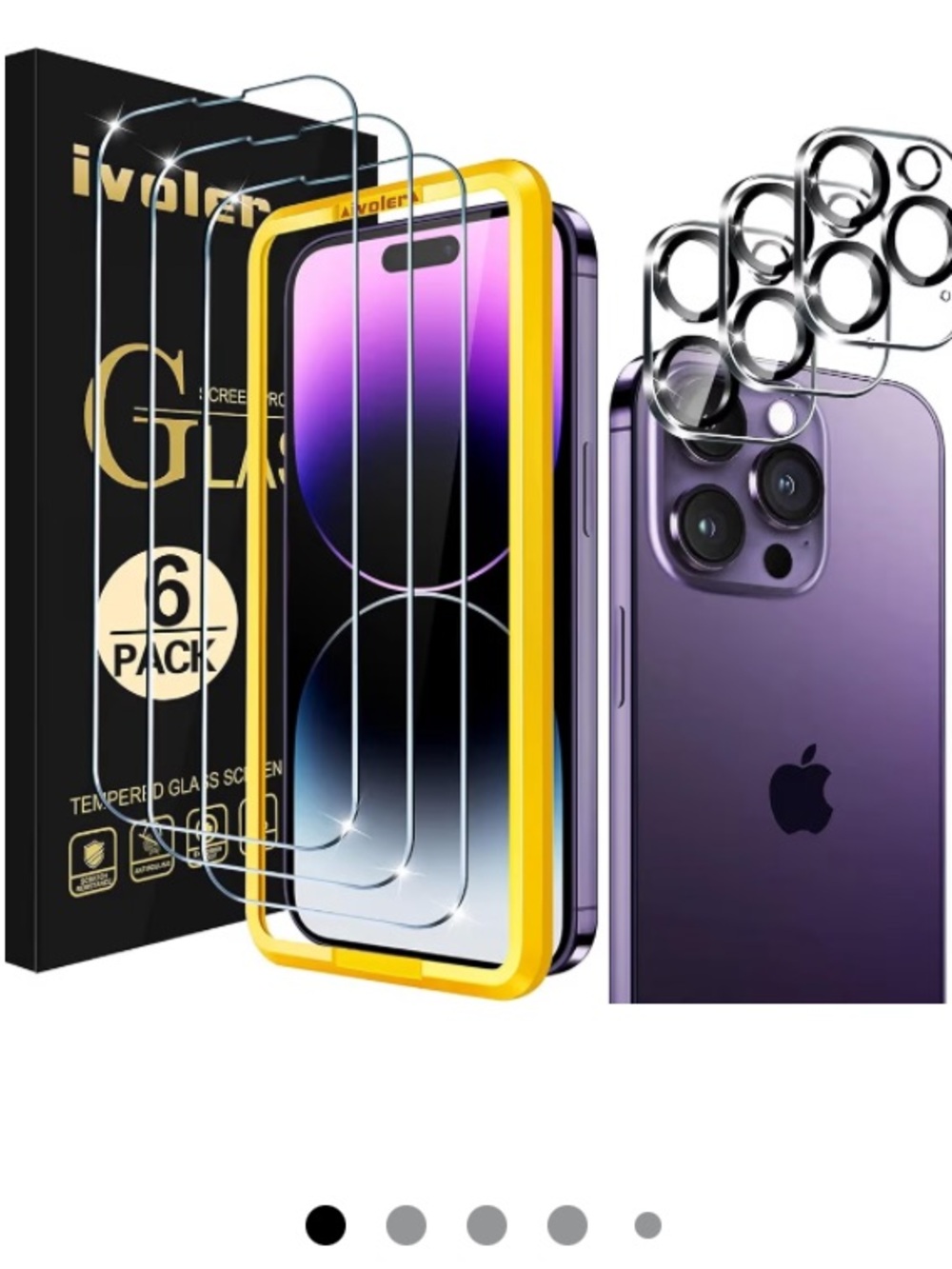 {Ivoler}Clear Tempered Glass Screen & Camera Lens Protectors iPhone 14 Pro Max